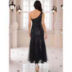 Women's Sequin Cocktail Dress Maxi One Shoulder Mermaid Prom Evening Wedding Dresses -Fashion Clothing Store 7602288 ALT2