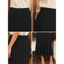 Women's Lace Floral Skirts Ruffle Hem High Waist Cocktail Midi Skirt -Fashion Clothing Store 7602310 ALT3