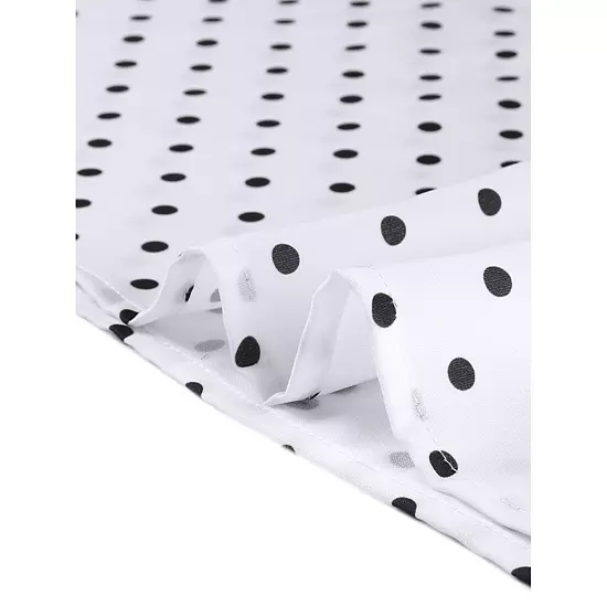 Polka Dots Tops For Women's Puffy Sleeve Round Pleated Neck Casual Office Blouse 4 Polka Dots Tops For Women's Puffy Sleeve Round Pleated Neck Casual Office Blouse - Image 4