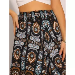 Floral Skirts For Women's Boho Elastic High Waist Casual Beach Flowy Maxi Skirt -Fashion Clothing Store 7602400 ALT3
