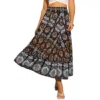 Floral Skirts For Women's Boho Elastic High Waist Casual Beach Flowy Maxi Skirt
