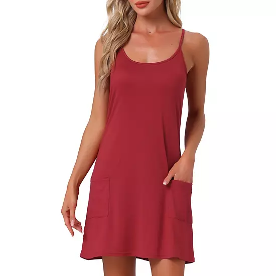 Womens Nightgowns Sleeveless Sleepwear Racerback Sleep Shirts Chemise Night Shirts With Pockets 1 Womens Nightgowns Sleeveless Sleepwear Racerback Sleep Shirts Chemise Night Shirts With Pockets