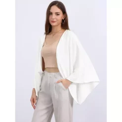 Women's Summer Linen Cardigan 3/4 Sleeve Open Front Loose Cover Ups Lightweight Shrug -Fashion Clothing Store 7602693 ALT2