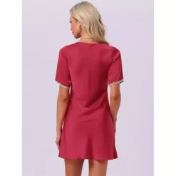 Womens Nightgown Floral Sleepdress Soft V Neck Short Sleeve Loungewear -Fashion Clothing Store 7602825 ALT2