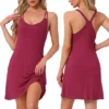 Women's Sleepdress Double Shoulder Straps Nightgown Crewneck Nightdress With Pocket