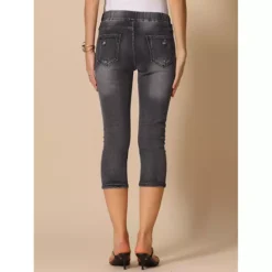 Women's Skinny Jeans Elastic Waist Classic Slimming Jeggings Denim Capri Pants -Fashion Clothing Store 7602842 ALT2