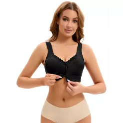 Women's Lace Front Closure Full Coverage Vest Soft Wirefree Breathable Bras -Fashion Clothing Store 7602843 ALT2