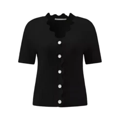 Women's Short Sleeve Cardigan Sweaters Summer Knit Cropped Bolero Shrug Top -Fashion Clothing Store 7602917 Black