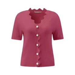 Women's Short Sleeve Cardigan Sweaters Summer Knit Cropped Bolero Shrug Top -Fashion Clothing Store 7602917 Fushcia