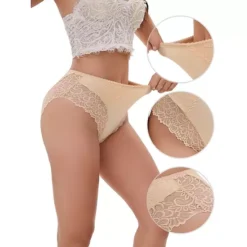 Women's Lace Mid-Waisted Underwear Comfortable Briefs, Available In Plus Size 12 Women's Lace Mid-Waisted Underwear Comfortable Briefs, Available In Plus Size -Fashion Clothing Store 7602918 ALT3