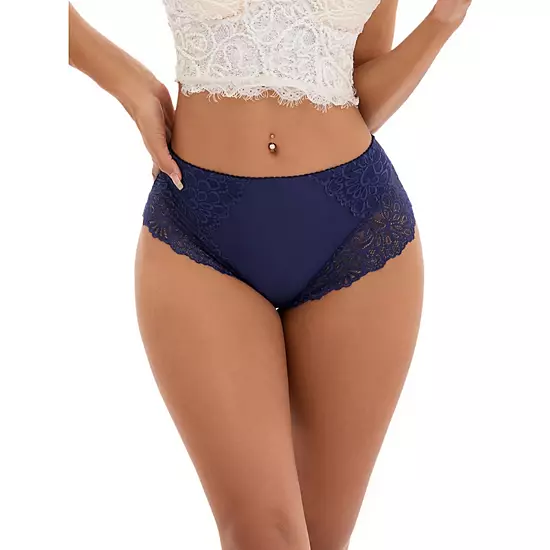 Women's Lace Mid-Waisted Underwear Comfortable Briefs, Available In Plus Size 6 Women's Lace Mid-Waisted Underwear Comfortable Briefs, Available In Plus Size - Image 6
