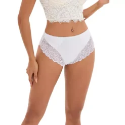 Women's Lace Mid-Waisted Underwear Comfortable Briefs, Available In Plus Size 15 Women's Lace Mid-Waisted Underwear Comfortable Briefs, Available In Plus Size -Fashion Clothing Store 7602918 White
