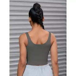 Womens U Back Longline Padded Sports Bra Cami Crop Workout Fitness Tank Top With Built In Bras -Fashion Clothing Store 7602928 ALT3