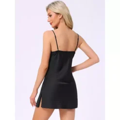 Women's Lace Chemise Nightgown Satin Spaghetti Strap Sleeveless Dress Silky Slip Cami Nightwear -Fashion Clothing Store 7602937 ALT2