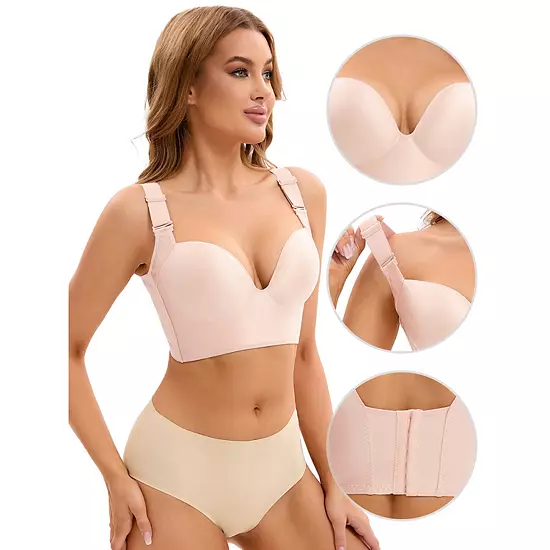 Women's Push Up Wirefree Convertible Bras Tummy Control 6 Hooks Underwear 1 Women's Push Up Wirefree Convertible Bras Tummy Control 6 Hooks Underwear