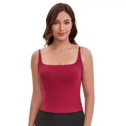 Women's Square Neck Cami Vest Shelf Bra Adjustable Spaghetti Strap Tank Camisole -Fashion Clothing Store 7603016 ALT2