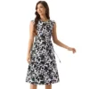 Elegant Floral Dress For Women's Casual Office Cowl Neck Cap Sleeve Midi Dress