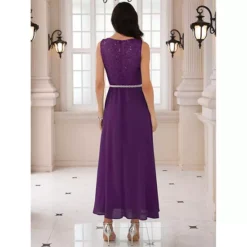 Women's Gown Dress Lace V Neck Sleeveless Cocktail Wedding Guest Dresses -Fashion Clothing Store 7604189 ALT2