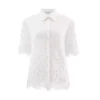 Women's Lace Tops Mesh Sheer Fringe Hem Button Down Shirt