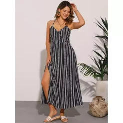 Floral Dress For Women's Spaghetti Strap Flowy Smocked Maxi Sundress -Fashion Clothing Store 7604230 ALT2