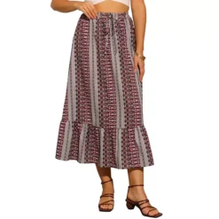 Summer Boho Skirt For Women's Elastic High Waist A-Line Spring Printed Midi Skirt -Fashion Clothing Store 7604370 ALT2