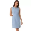 Sleeveless Work Dresses For Women's Crew Neck Slit Teacher Office Mini Dress