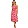 Summer Floral Midi Dress For Women's Casual Spaghetti Strap Smocked Boho Beach Sun Dresses