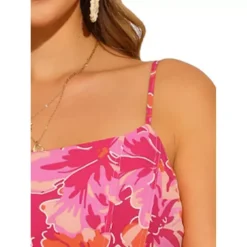 Summer Floral Midi Dress For Women's Casual Spaghetti Strap Smocked Boho Beach Sun Dresses -Fashion Clothing Store 7604453 ALT3