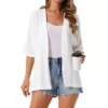 Women's Summer Linen Cardigan Short Sleeve Open Front Loose Cover Ups Lightweight Casual Outfits