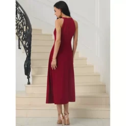 Women's Halter Neck Dresses Sleeveless Formal Cocktail Midi Dress -Fashion Clothing Store 7604466 ALT2