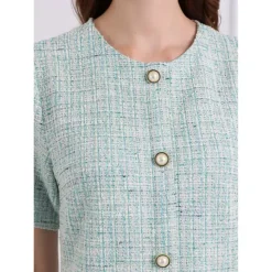 Women's Short Sleeve Mermaid Dress Elegant Work Fishtail Tweed Bodycon Dresses -Fashion Clothing Store 7604503 ALT3