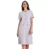 Women's Tweed Dress Button Decor Short Sleeve Elegant Work Sheath Dress