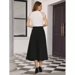 Women's A-Line Skirt With Pockets Elastic High Waist Maxi Skirt 7 Women's A-Line Skirt With Pockets Elastic High Waist Maxi Skirt -Fashion Clothing Store 7604642 ALT2