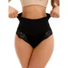 Women's Lace Trim Tummy Control Underwear Briefs High Waist Flatten Stomach Shaping Panties