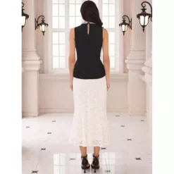 Women's Halter Tops Beaded Mock Neck Keyhole Sleeveless Cocktail Peplum Blouse -Fashion Clothing Store 7681309 ALT3