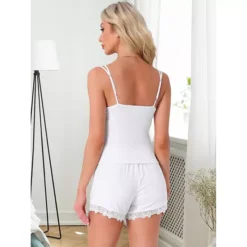 Women's Sleeveless Lounge Set Lace Spaghetti Strap Summer Shorts Set Cami Pajama Set 10 Women's Sleeveless Lounge Set Lace Spaghetti Strap Summer Shorts Set Cami Pajama Set -Fashion Clothing Store 7684165 ALT2