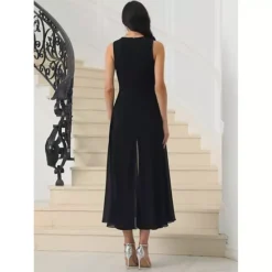 Women's Wide Leg Jumpsuits Chiffon V Neck Cocktail Sleeveless Jumpsuit 8 Women's Wide Leg Jumpsuits Chiffon V Neck Cocktail Sleeveless Jumpsuit -Fashion Clothing Store 7687240 ALT2