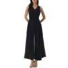 Women's Wide Leg Jumpsuits Chiffon V Neck Cocktail Sleeveless Jumpsuit