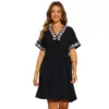 Boho Babydoll Dress For Women's Summer Embroidered V Neck Short Sleeve Flowy Shift Dress