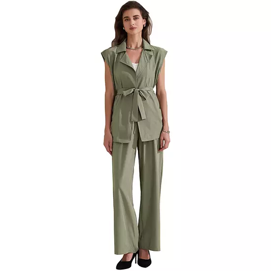 Women's Summer 2 Piece Outfits Cap Sleeve Work Casual Wide Leg Pant Sets 6 Women's Summer 2 Piece Outfits Cap Sleeve Work Casual Wide Leg Pant Sets - Image 6