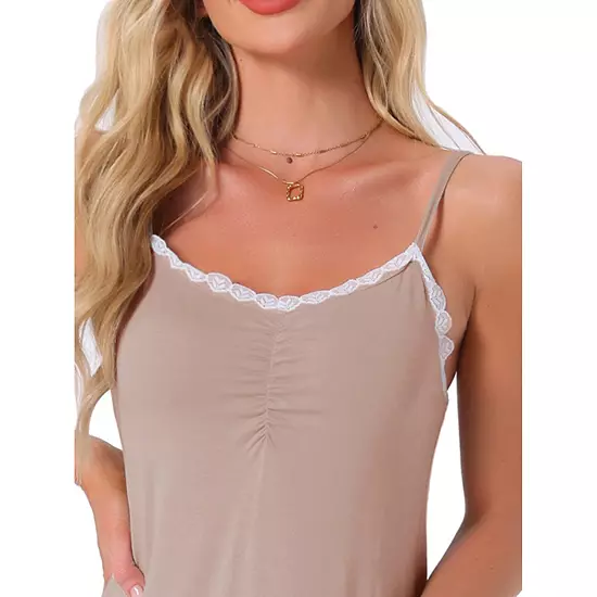 Women's Sleepwear Lace Cute Nightgown Sleeveless Ruffle Thigh Length Nightdress Lingeries 4 Women's Sleepwear Lace Cute Nightgown Sleeveless Ruffle Thigh Length Nightdress Lingeries - Image 4