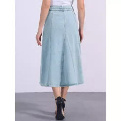 Women's Long Jean Denim Skirts High Waisted Frayed Midi Skirt With Pockets 7 Women's Long Jean Denim Skirts High Waisted Frayed Midi Skirt With Pockets -Fashion Clothing Store 7703137 ALT2