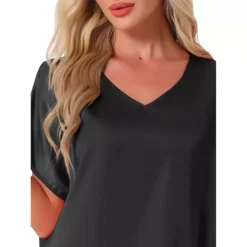 Women's Nightgown V Neck Soft Short Sleeve Loungwear Thigh Length Sleepdress -Fashion Clothing Store 7706014 ALT3