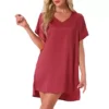 Women's Nightgown V Neck Soft Short Sleeve Loungwear Thigh Length Sleepdress