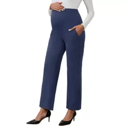 Women's Maternity Palazzo Over The Belly Wide Leg High Waisted Work Pants -Fashion Clothing Store 7709271 Navy Blue 1