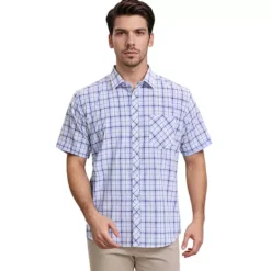 Men's Plaid Shirts Short Sleeved Button Down Classic Business Checked Dress Shirt -Fashion Clothing Store 7710521 ALT2