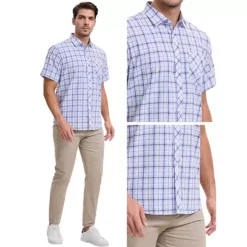 Men's Plaid Shirts Short Sleeved Button Down Classic Business Checked Dress Shirt -Fashion Clothing Store 7710521 ALT3