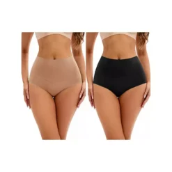 2 Packs Women's High Waist Tummy Control Underwear Briefs Flatten Stomach Shaping Panties