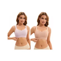 2 Packs Women's Push Up V Neck Full Coverage Bras Wirefree Adjustable Straps Minimizers 16 2 Packs Women's Push Up V Neck Full Coverage Bras Wirefree Adjustable Straps Minimizers -Fashion Clothing Store 7714549 Beige Dark Purple