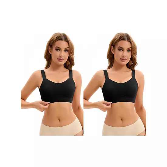 2 Packs Women's Push Up V Neck Full Coverage Bras Wirefree Adjustable Straps Minimizers 9 2 Packs Women's Push Up V Neck Full Coverage Bras Wirefree Adjustable Straps Minimizers - Image 9